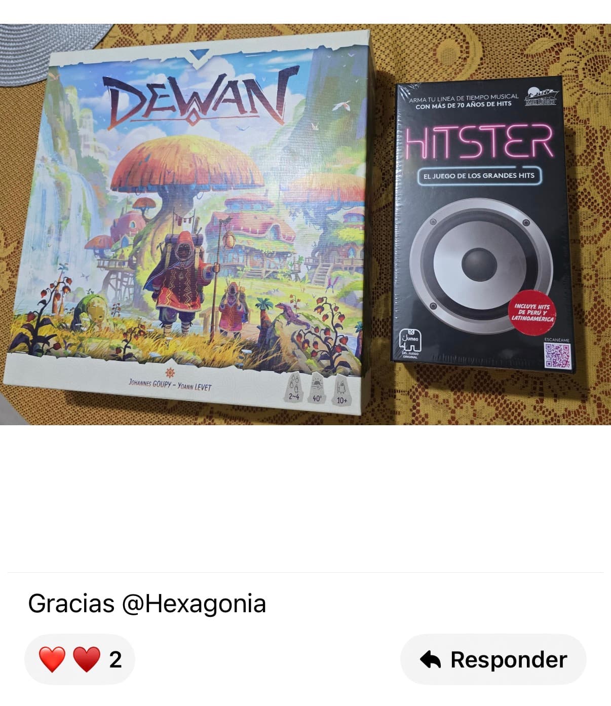 Pedido entregado: Dewan y Hitster